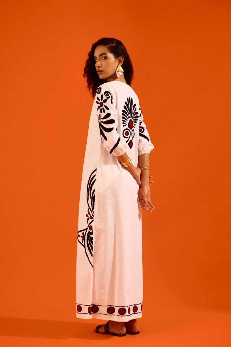 Ivory Cotton Botanical Maxi Thread Embroidered Dress poplin Buy Ivory Cotton Botanical Maxi Thread Embroidered Dress from C&W | Dresses for Women by Indian Summer Story in ivory color for women in Singapore