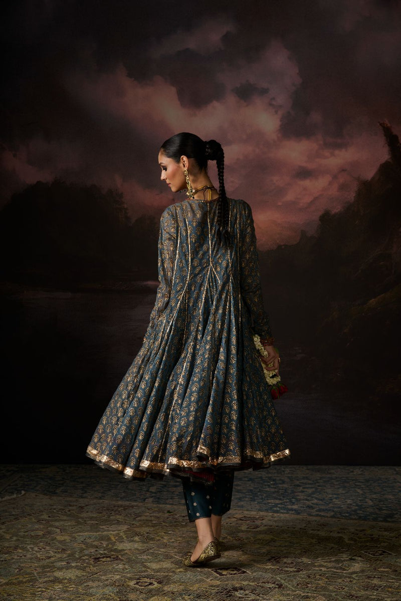 TUBA SALWAR chanderi by SWATTI KAPOOR in teal color for women in Singapore