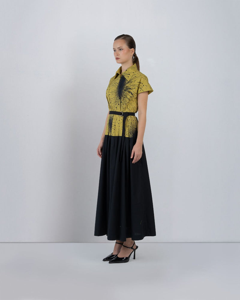 TYRA DRESS - Black + Lime Yellow dress by Leh Studios in black for women in Singapore