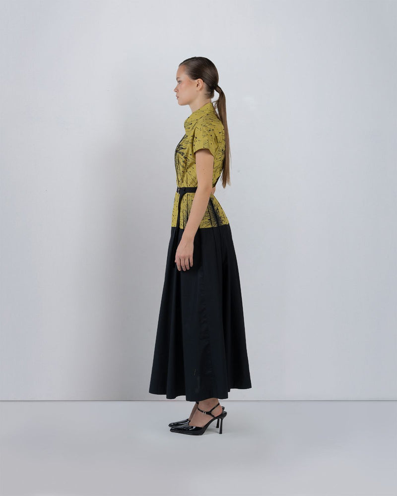 TYRA DRESS - Black + Lime Yellow dress by Leh Studios in black for women in Singapore