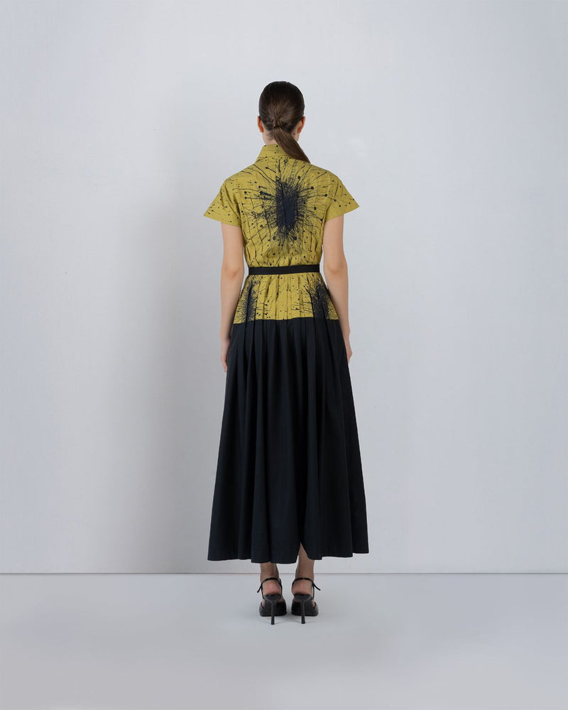 TYRA DRESS - Black + Lime Yellow dress by Leh Studios in black for women in Singapore