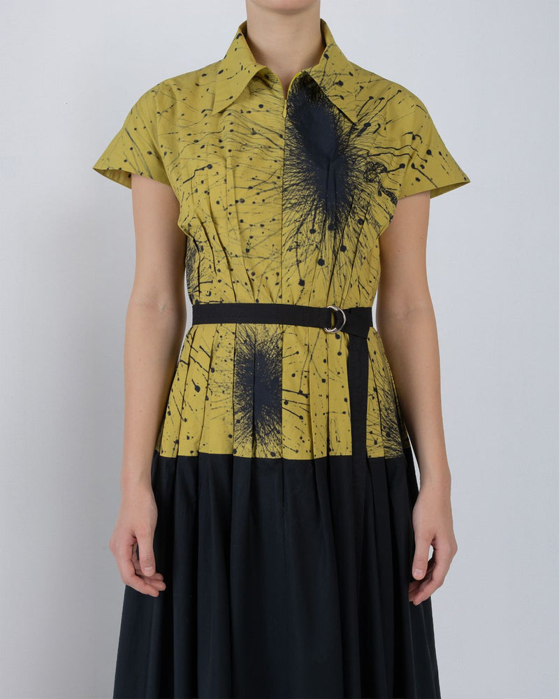 TYRA DRESS - Black + Lime Yellow dress by Leh Studios in black for women in Singapore