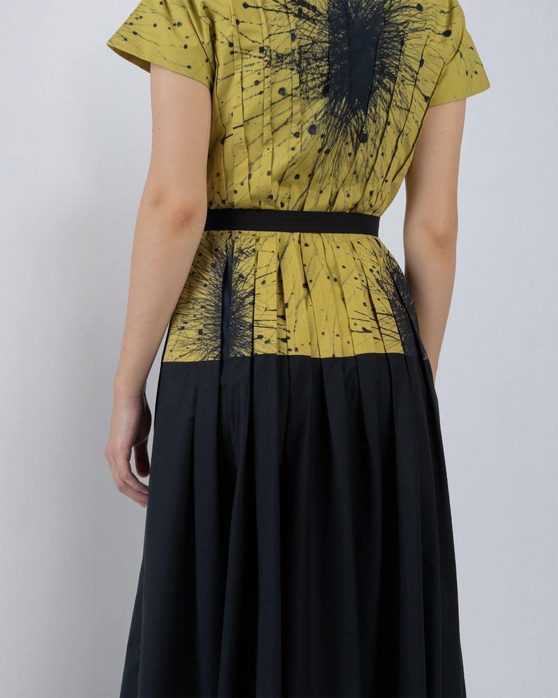 TYRA DRESS - Black + Lime Yellow dress by Leh Studios in black for women in Singapore