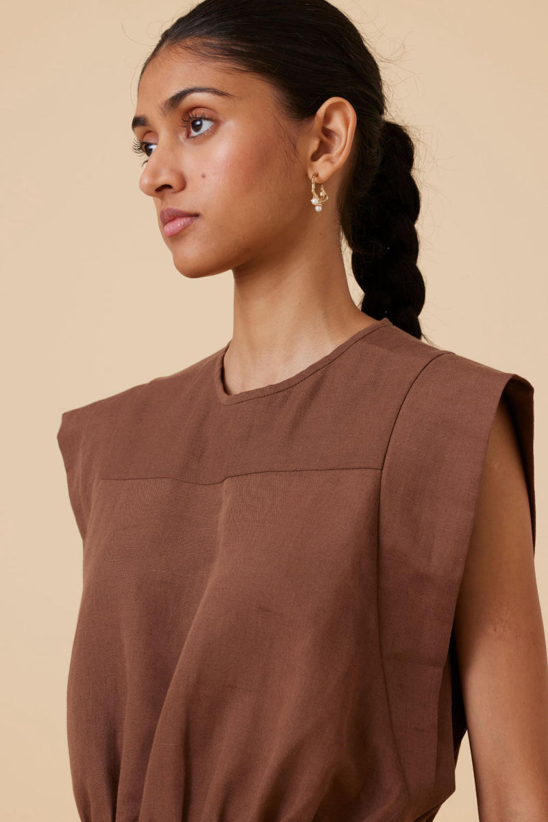 Tahira Brown Top cotton by The Summer House in brown color for women in Singapore
