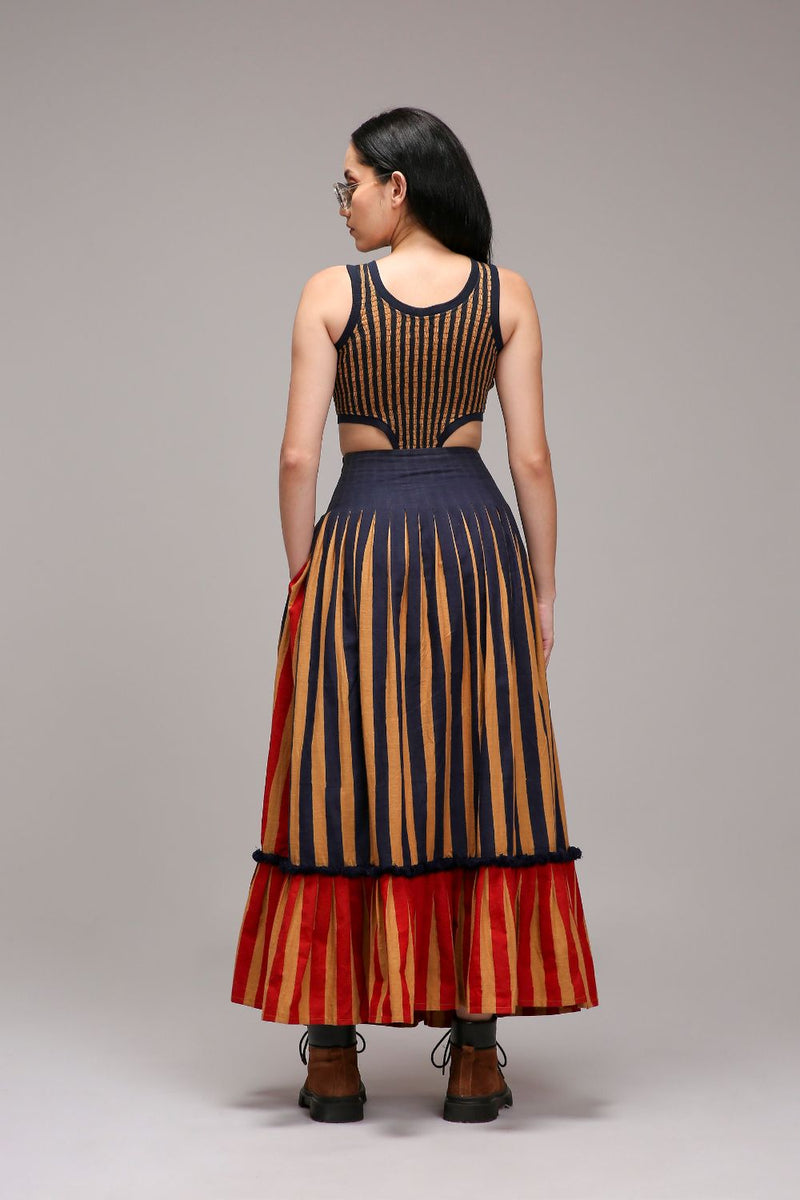 Tan-Brown Blue Striped Bodysuit cotton by Mati in brown color for women in Singapore