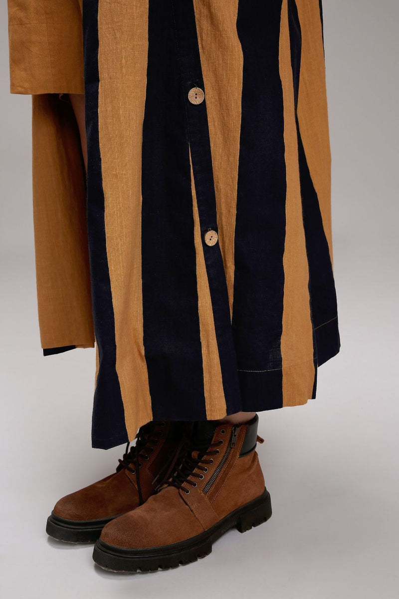 Tan-Brown Jacket & A-Line Shift Dress Set (2 PCS) cotton by Mati in brown color for women in Singapore