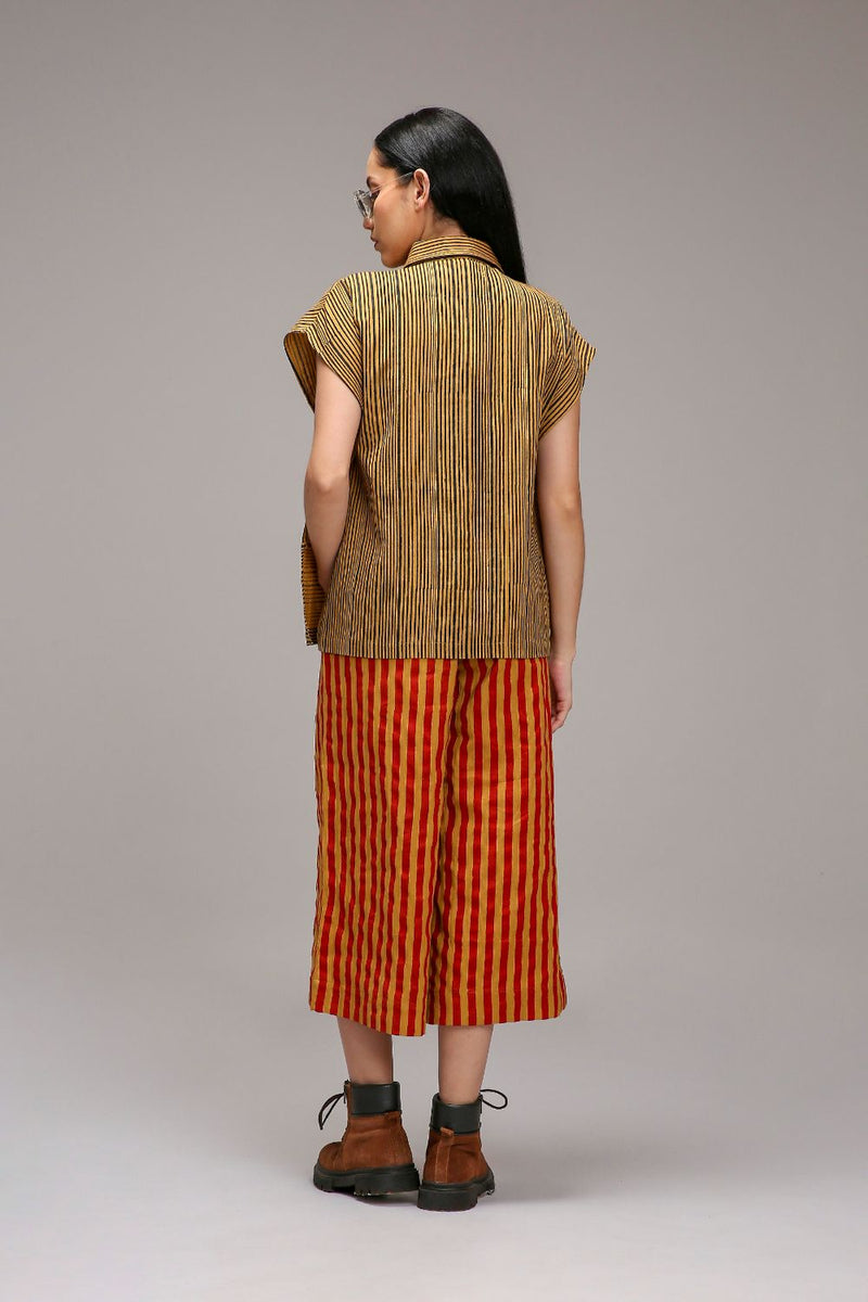 Tan-Brown Joker Shirt Capre Set cotton by Mati in brown color for women in Singapore