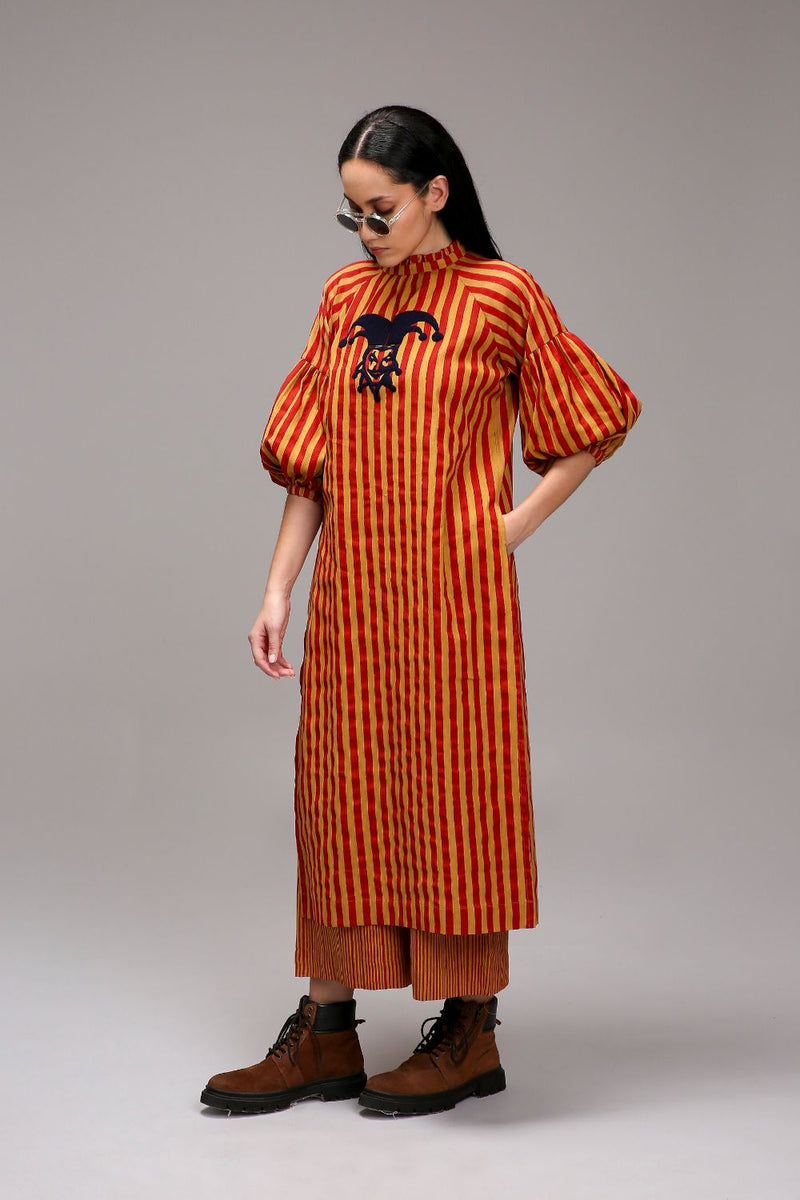 Tan-Brown Red Striped RE Pants cotton by Mati in brown color for women in Singapore