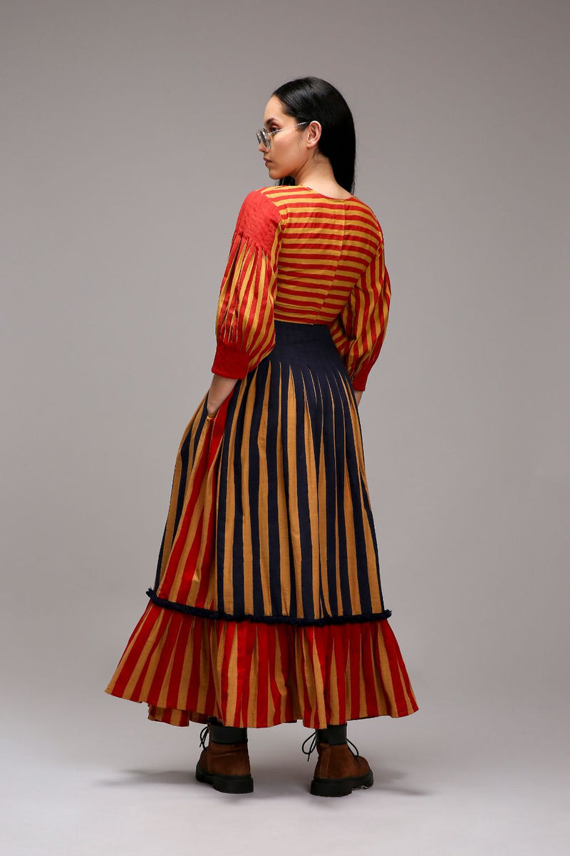 Tan-Brown Red Striped Crop Top cotton by Mati in brown color for women in Singapore