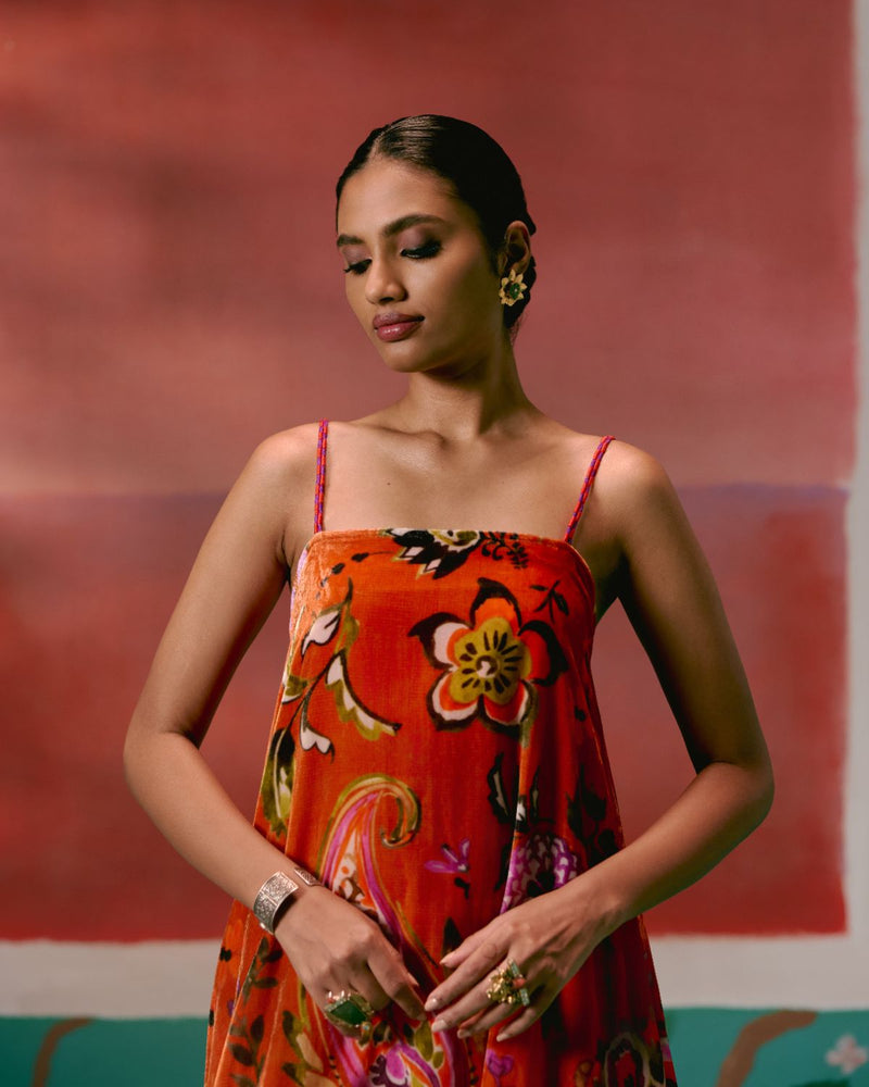 Tangerine & Purple Floral Kurta Set Buy Tangerine & Purple Floral Kurta Set from C&W | Kurta/Kurta Sets for Women by Label Mogra in purple color for women in Singapore