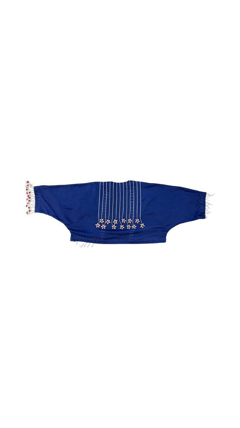 Tass Moma Jacket-Blue and White chanderi jacket/overlay by Ka-Sha in blue for women in Singapore