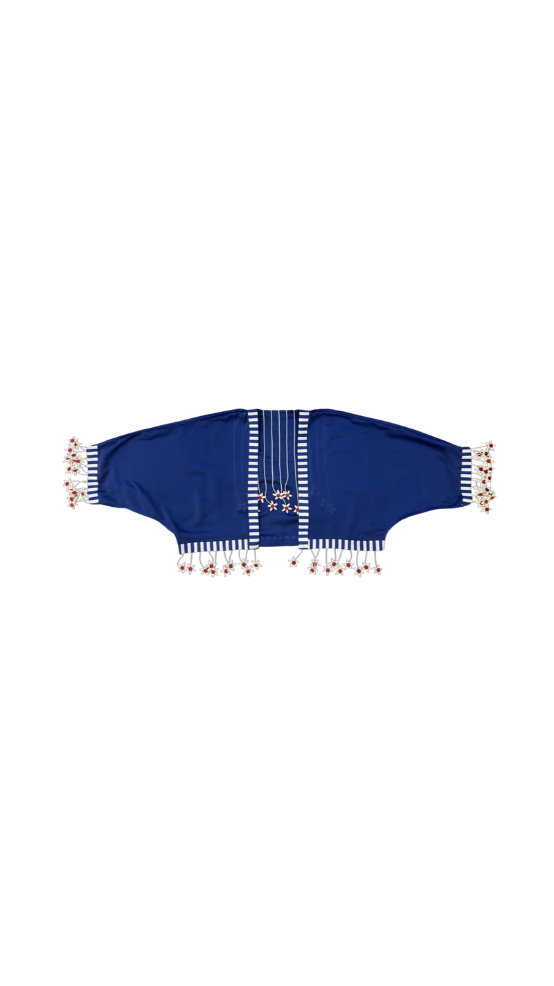 Tass Moma Jacket-Blue and White chanderi jacket/overlay by Ka-Sha in blue for women in Singapore