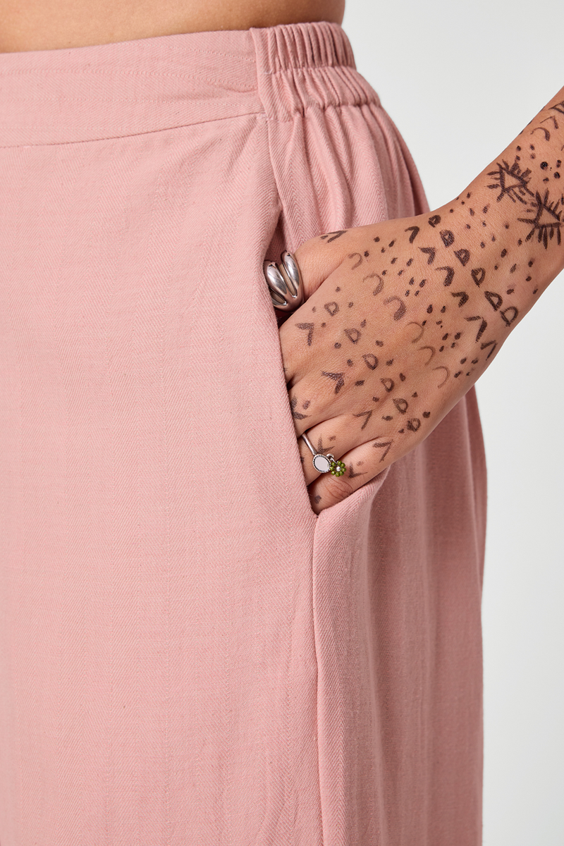 Tatejima Handwoven Embroidered Pink Pants
