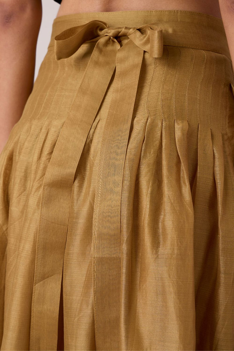 Tereza Yellow Handwoven Wrap Skirt chanderi by The Summer House in yellow color for women in Singapore