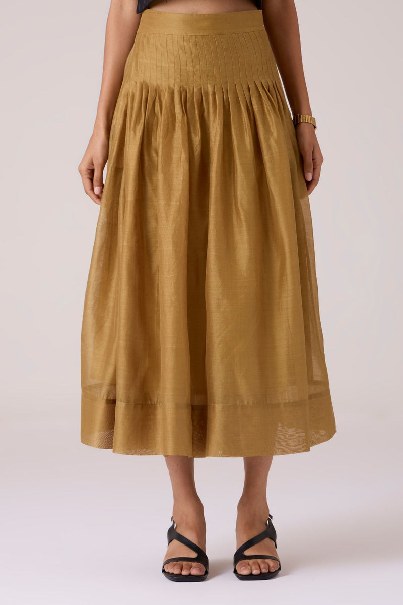 Tereza Yellow Handwoven Wrap Skirt chanderi by The Summer House in yellow color for women in Singapore