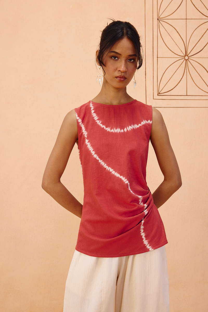 Terracotta Memories Kala Cotton Top handwoven kala cotton top/shirt by SUI in terra for women in Singapore