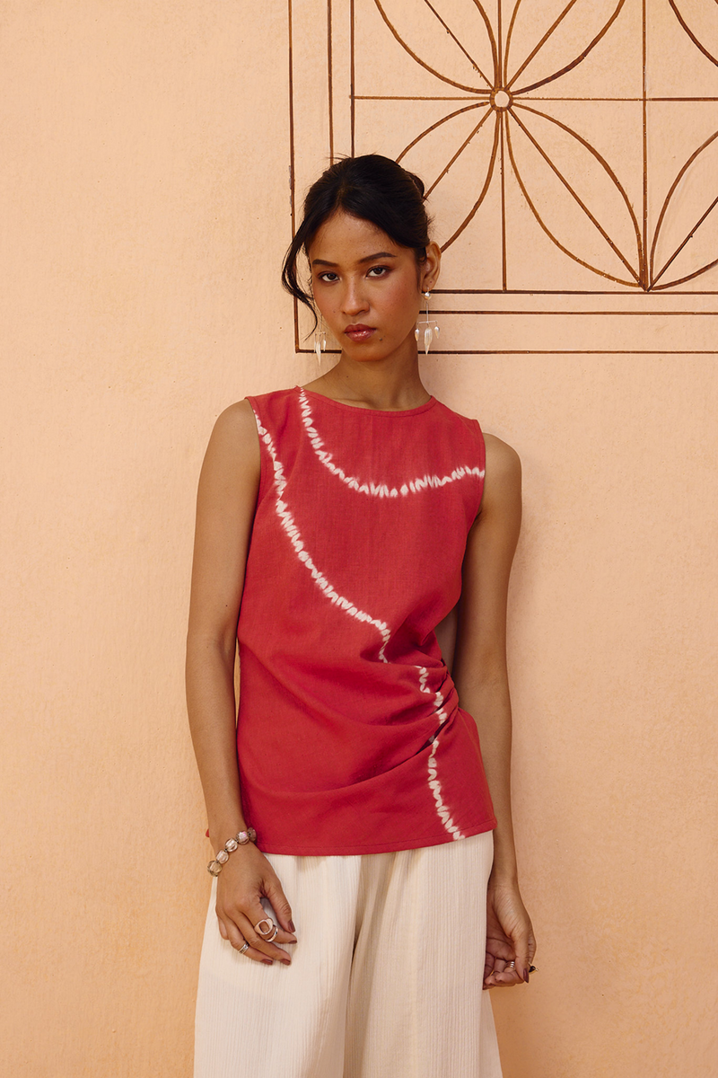 Terracotta Memories Kala Cotton Top handwoven kala cotton top/shirt by SUI in terra for women in Singapore