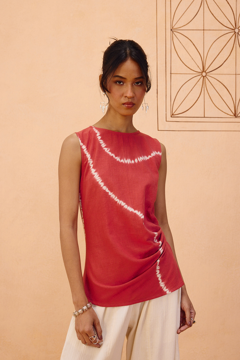 Terracotta Memories Kala Cotton Top handwoven kala cotton top/shirt by SUI in terra for women in Singapore