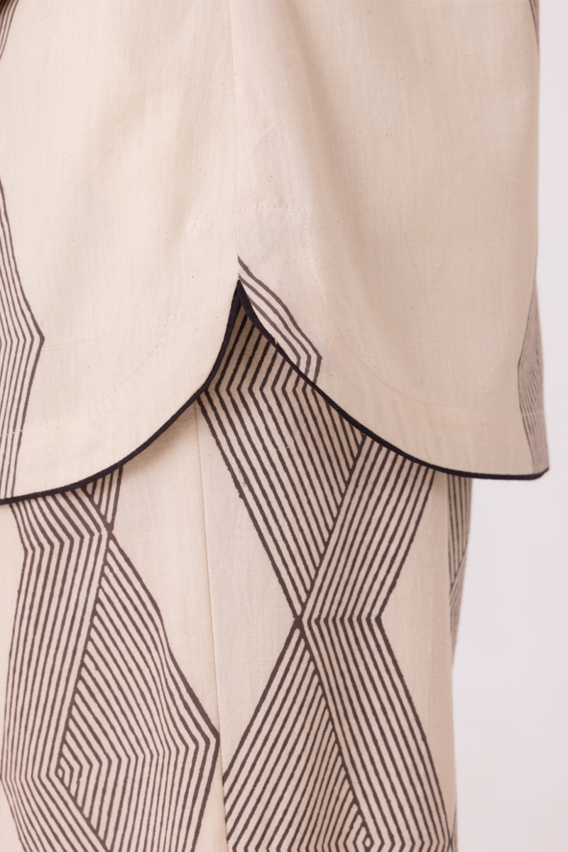 Tess Hand Printed Shirt cotton by The Summer House in grey color for women in Singapore