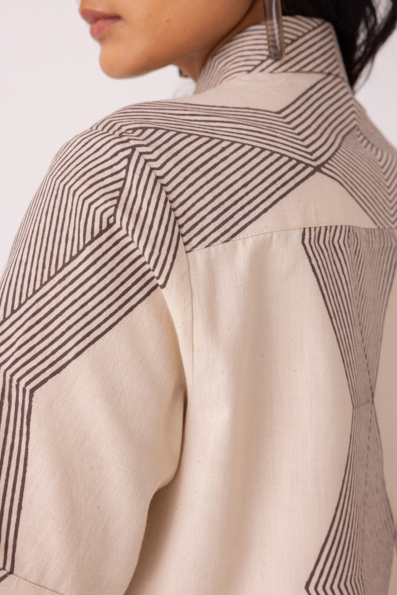 Tess Hand Printed Shirt cotton by The Summer House in grey color for women in Singapore