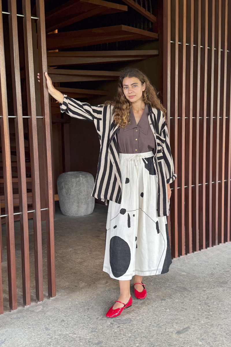 The Big Dot Skirt cotton by World of Crow in black color for women in Singapore