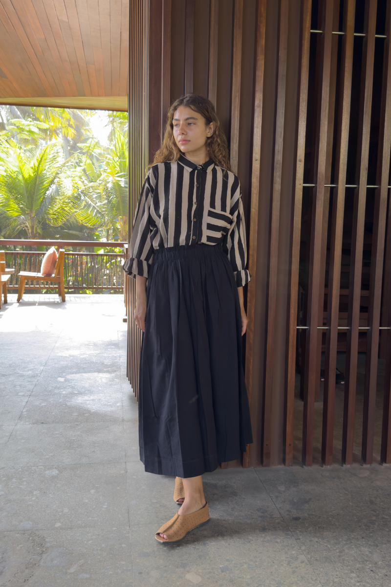 Classic Crow Skirt — Black cotton by World of Crow in black color for women in Singapore