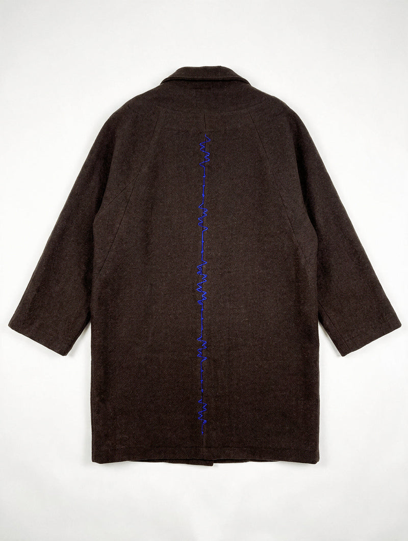 The Brown Vintage Artist Coat 100% handloom, hand-spun, and hand-woven natural himalayan sheep wool jacket/overlay by World of Crow in brown for women in Singapore