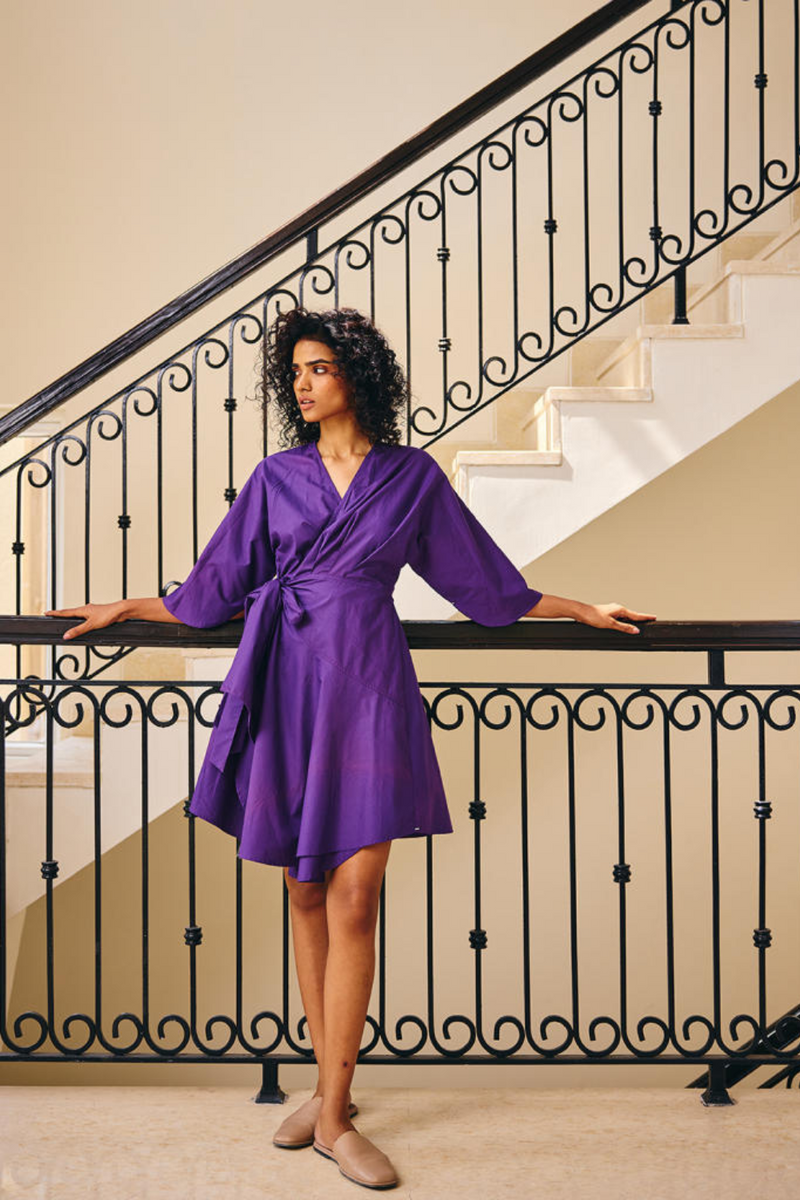 The Valiant Dress poplin by Khara Kapas in purple for women in Singapore