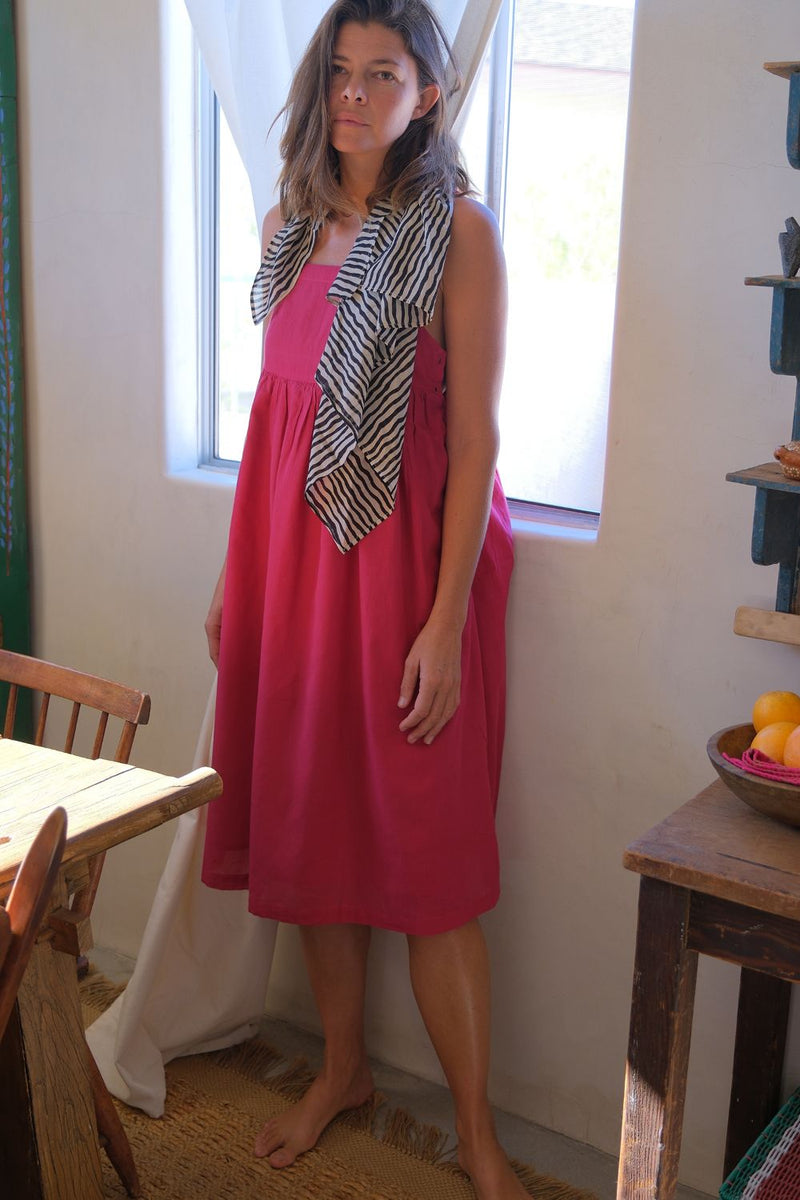 The Erica Dee Dee — Fuchsia fine muslin cotton dress by World of Crow in fuchsia for women in Singapore