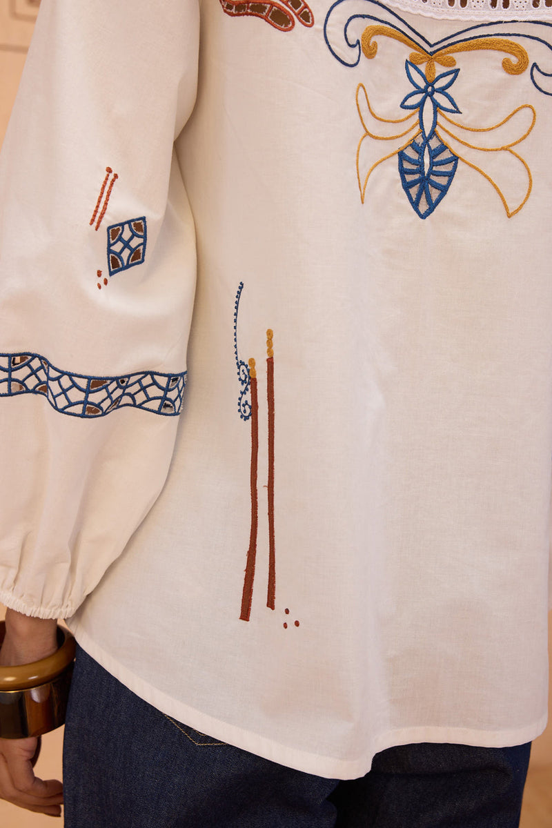 The Foundation Organic Cotton Shirt poplin top/shirt by SUI in white for women in Singapore