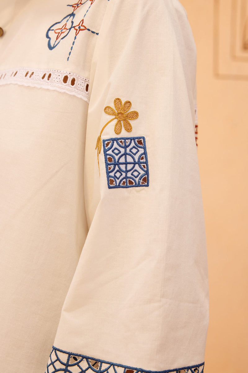 The Foundation Organic Cotton Shirt poplin top/shirt by SUI in white for women in Singapore