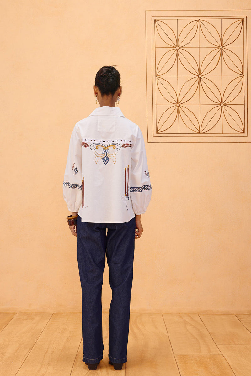 The Foundation Organic Cotton Shirt poplin top/shirt by SUI in white for women in Singapore