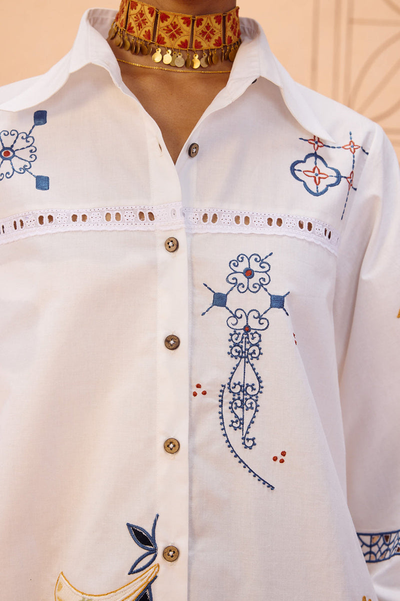 The Foundation Organic Cotton Shirt poplin top/shirt by SUI in white for women in Singapore