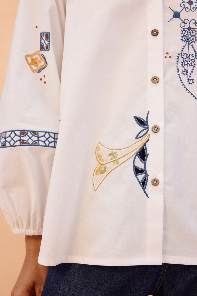 The Foundation Organic Cotton Shirt poplin top/shirt by SUI in white for women in Singapore