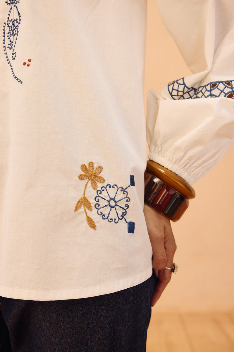 The Foundation Organic Cotton Shirt poplin top/shirt by SUI in white for women in Singapore