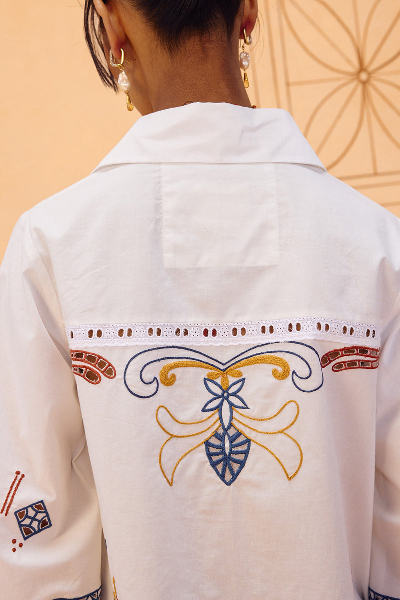 The Foundation Organic Cotton Shirt poplin top/shirt by SUI in white for women in Singapore