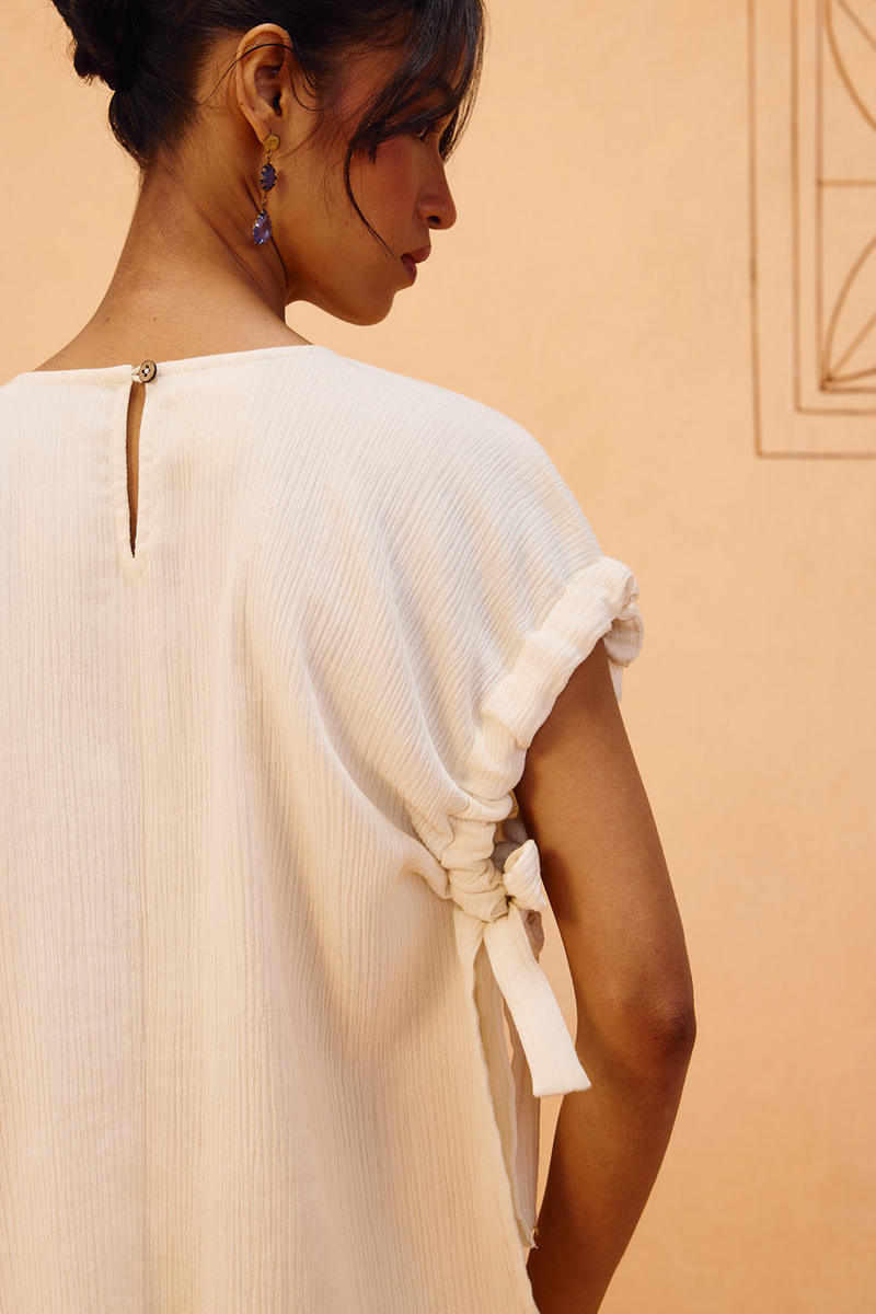 The Frame Organic Cotton Top double gauze top/shirt by SUI in off-white for women in Singapore