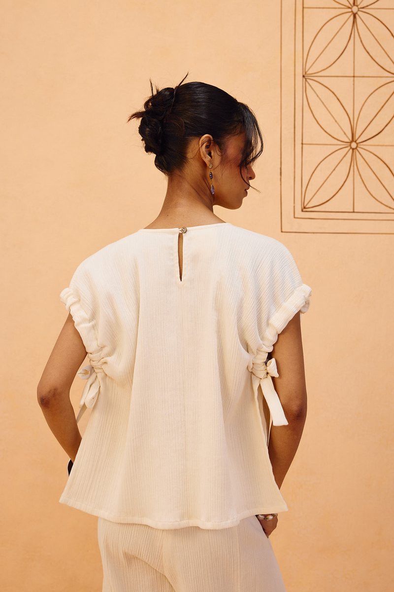 The Frame Organic Cotton Top double gauze top/shirt by SUI in off-white for women in Singapore