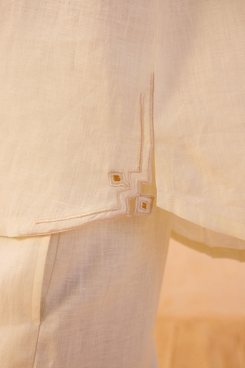The Harmony Linen Shirt linen top/shirt by SUI in off-white for women in Singapore