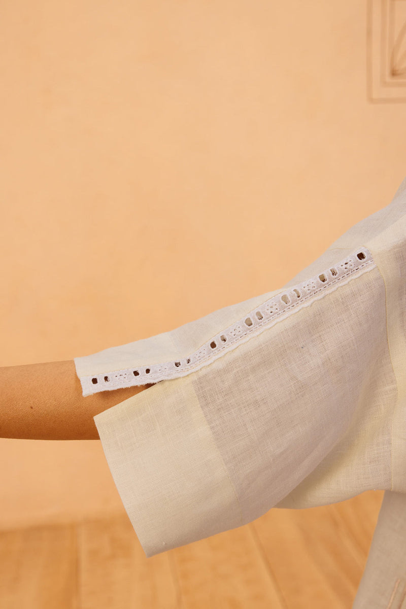The Harmony Linen Shirt linen top/shirt by SUI in off-white for women in Singapore