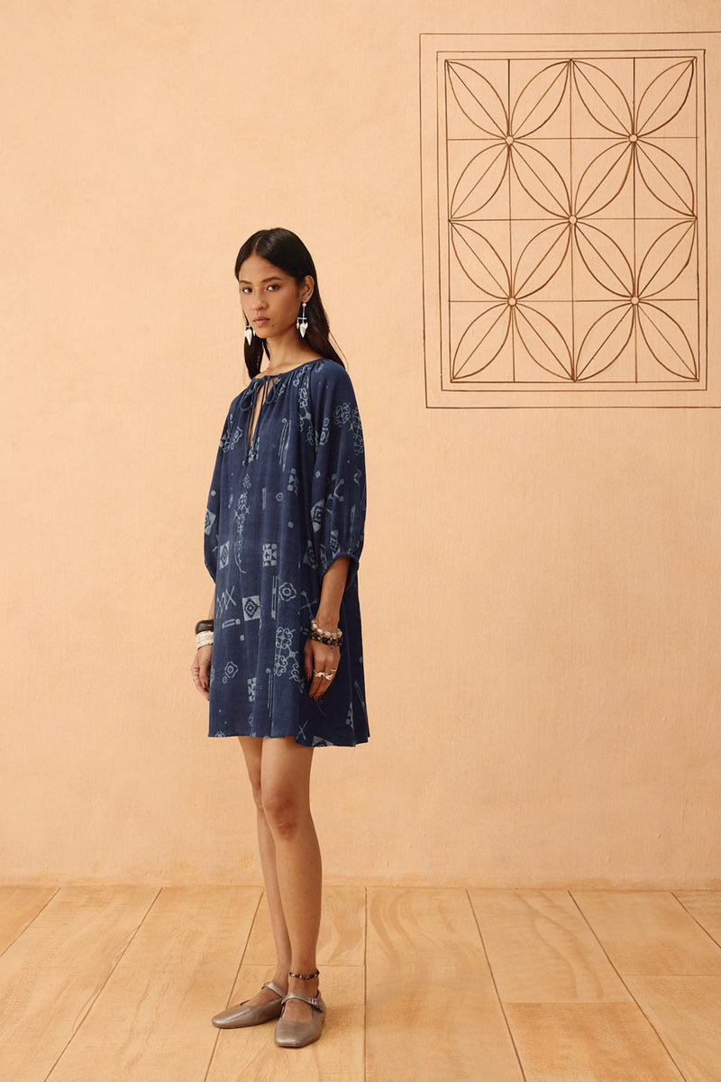 The Heirloom Handspun Handwoven Organic Cotton Dress organic cotton dress by SUI in indigo for women in Singapore