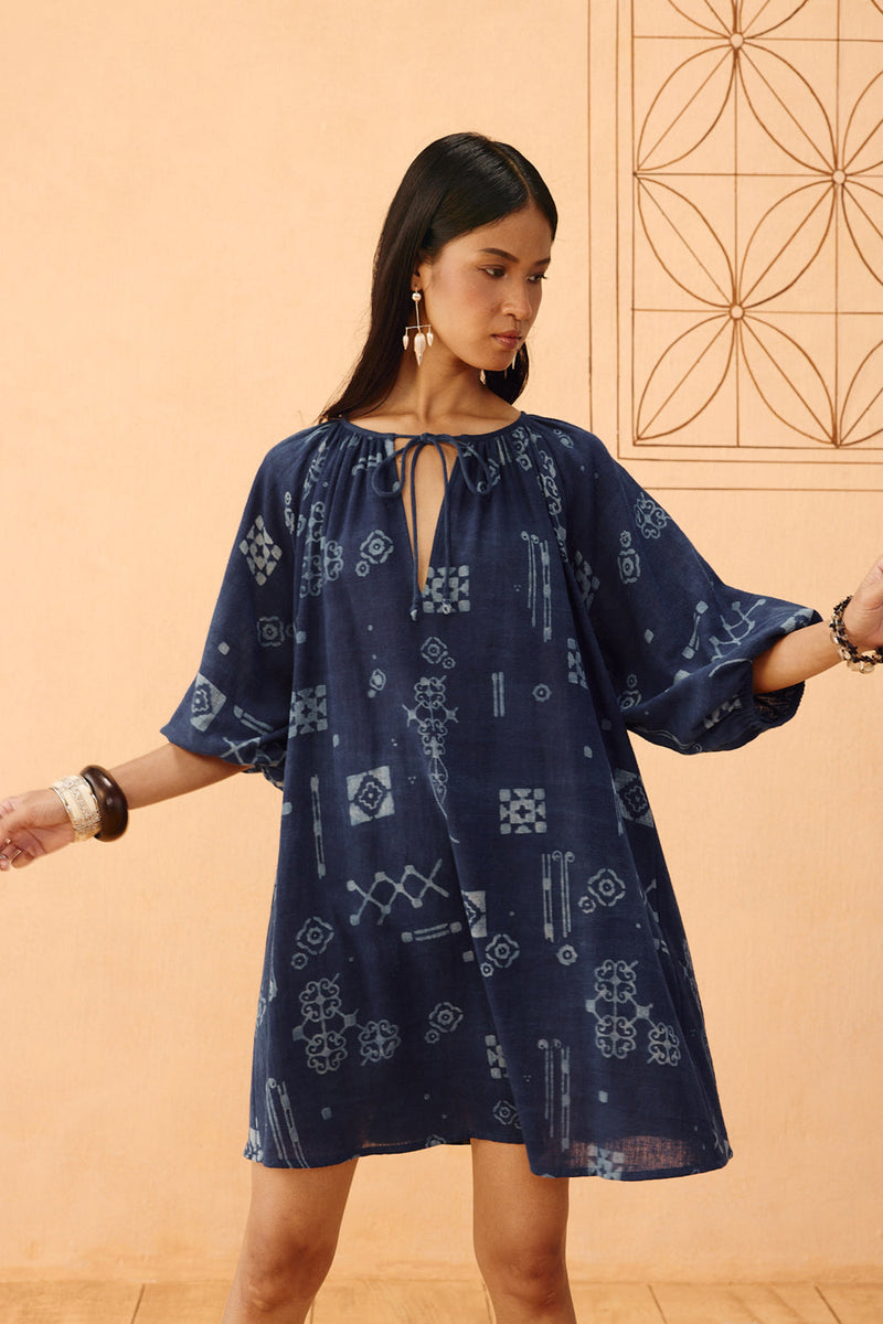 The Heirloom Handspun Handwoven Organic Cotton Dress organic cotton dress by SUI in indigo for women in Singapore