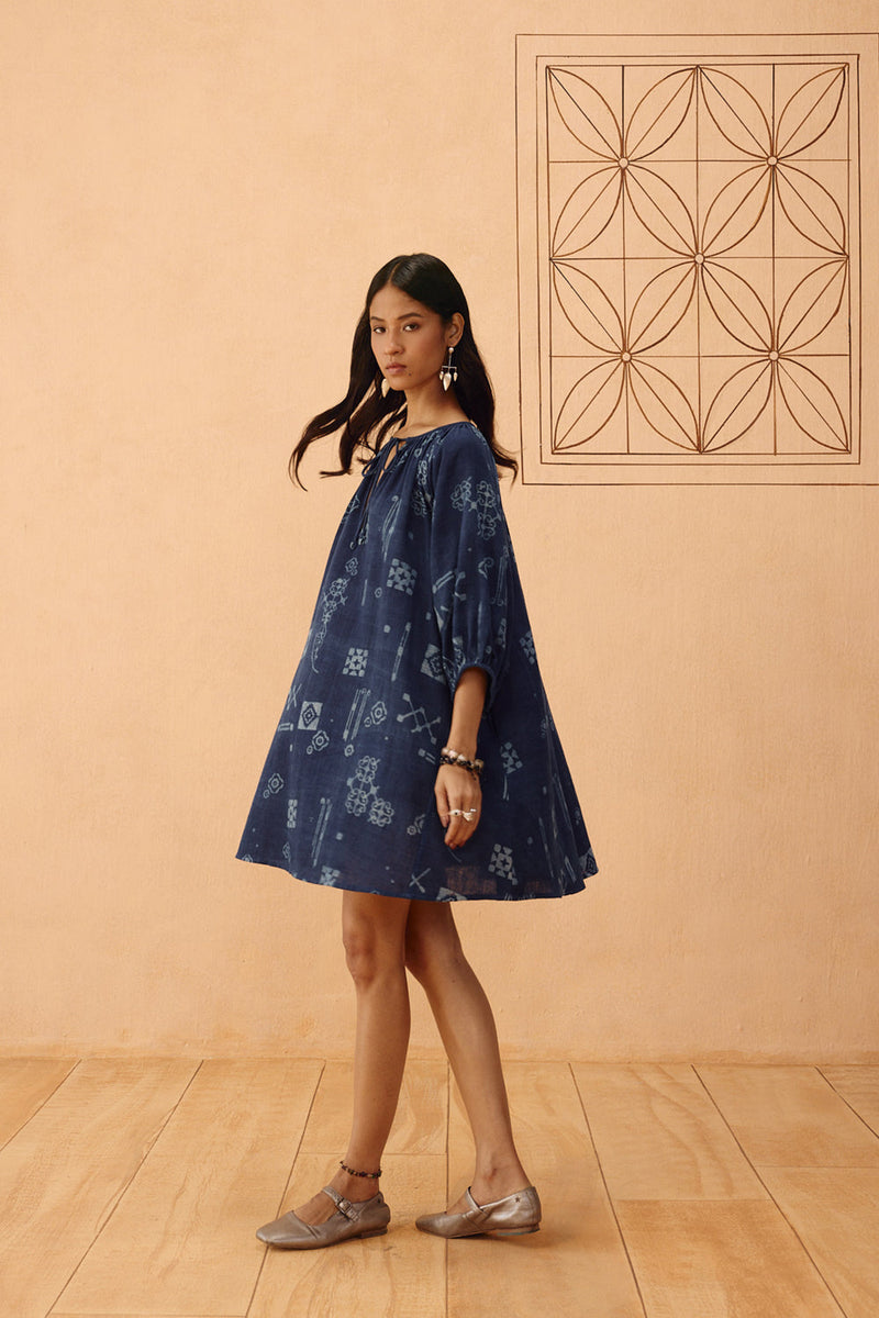 The Heirloom Handspun Handwoven Organic Cotton Dress organic cotton dress by SUI in indigo for women in Singapore