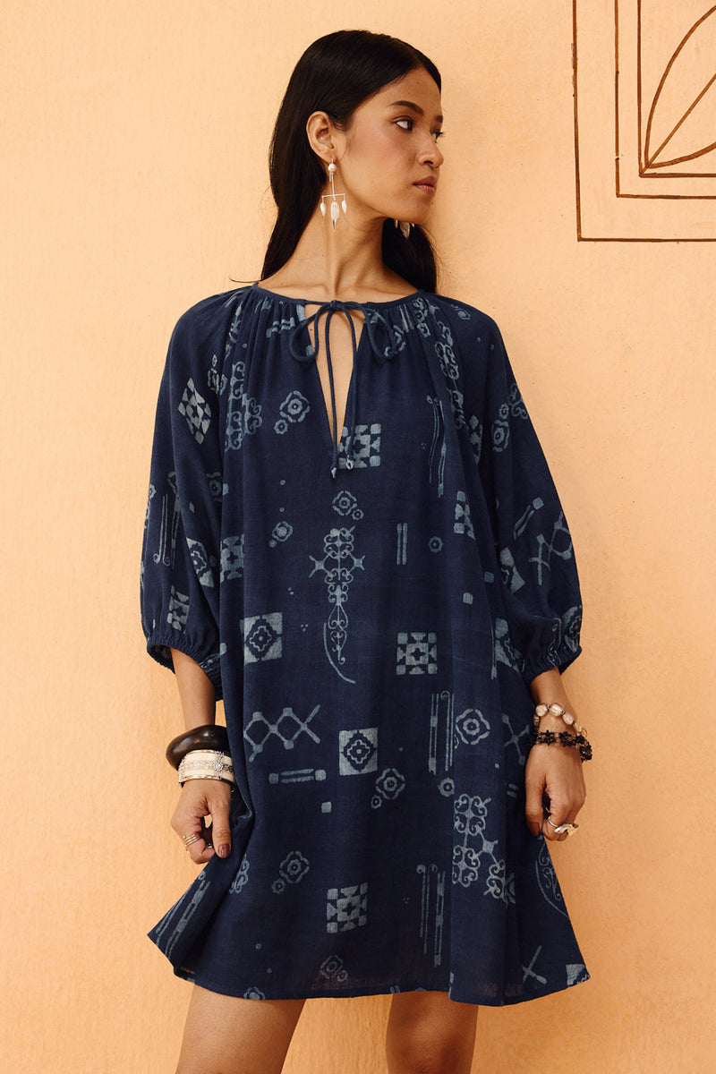 The Heirloom Handspun Handwoven Organic Cotton Dress organic cotton dress by SUI in indigo for women in Singapore