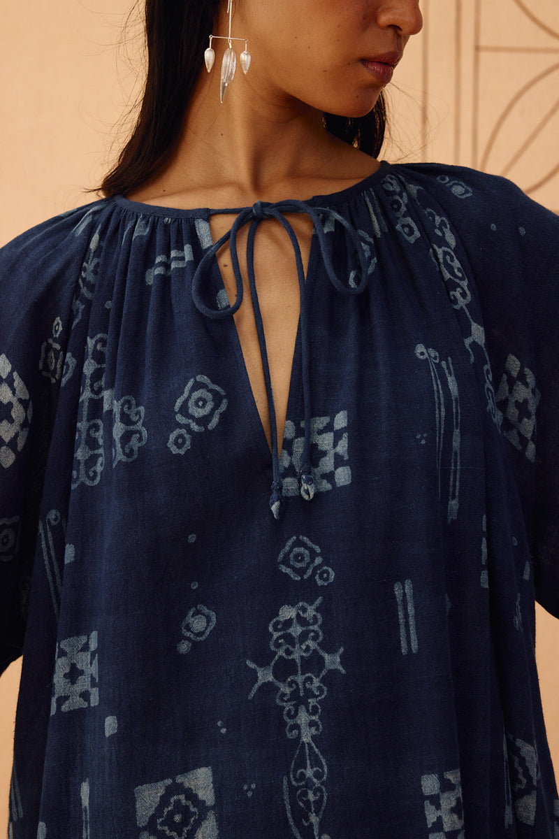The Heirloom Handspun Handwoven Organic Cotton Dress organic cotton dress by SUI in indigo for women in Singapore