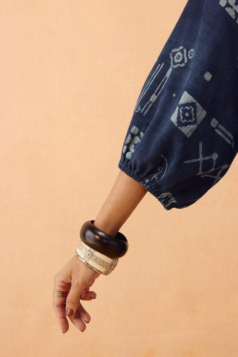 The Heirloom Handspun Handwoven Organic Cotton Dress organic cotton dress by SUI in indigo for women in Singapore