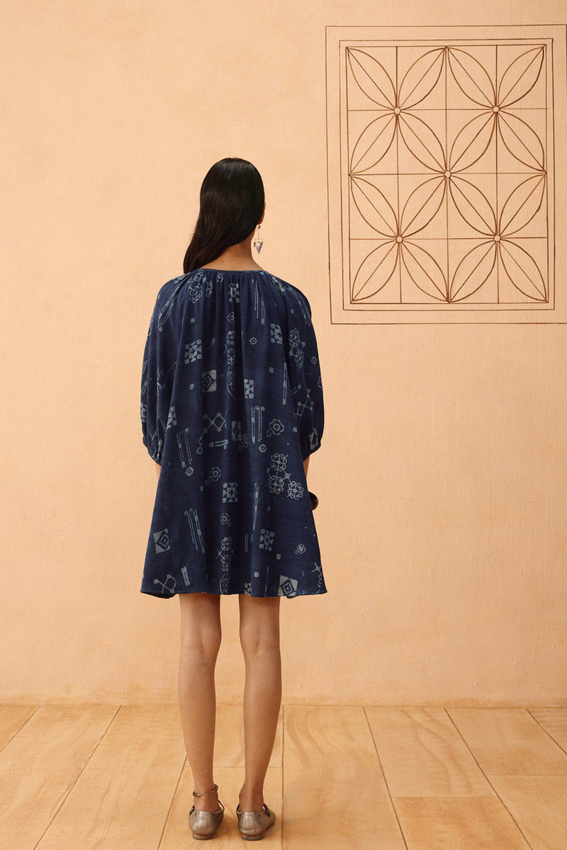 The Heirloom Handspun Handwoven Organic Cotton Dress organic cotton dress by SUI in indigo for women in Singapore