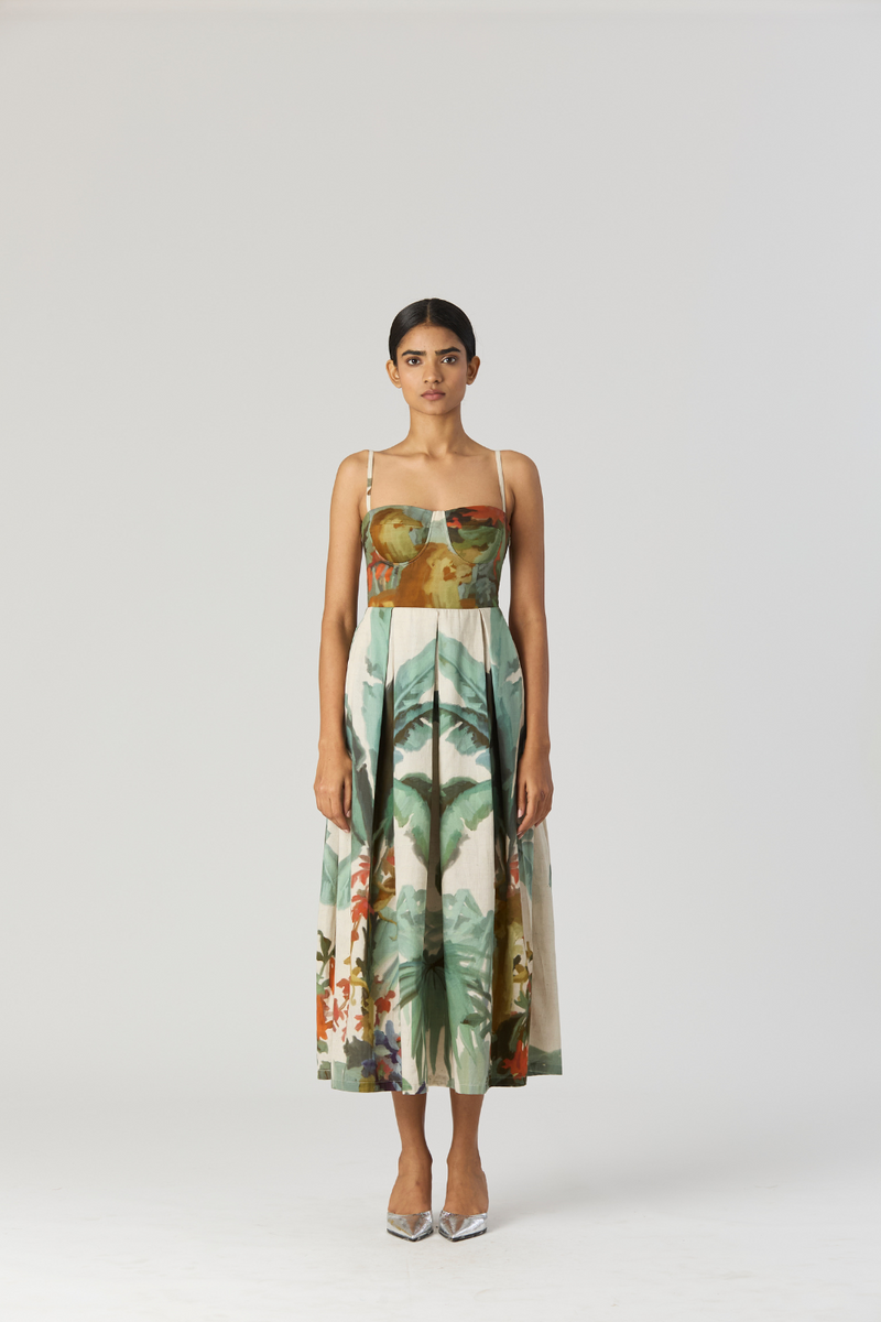 THE HUNT BRALETTE DRESS satin by Yam in green color for women in Singapore
