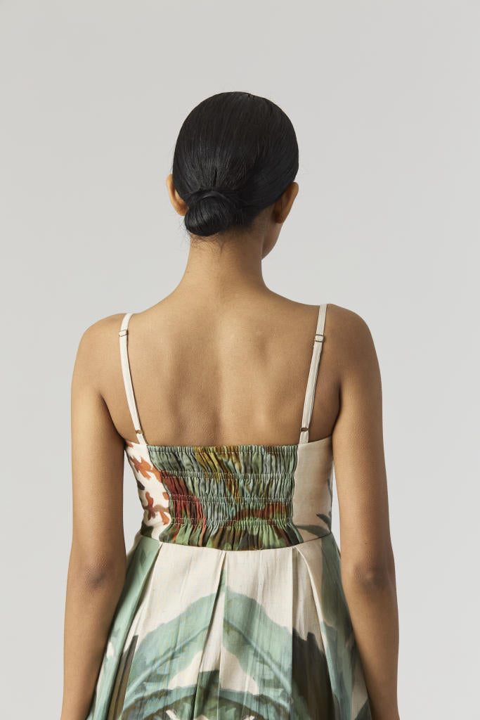THE HUNT BRALETTE DRESS satin by Yam in green color for women in Singapore