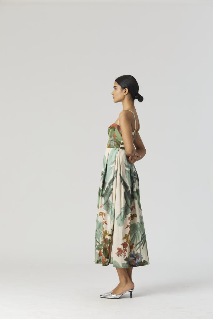 THE HUNT BRALETTE DRESS satin by Yam in green color for women in Singapore